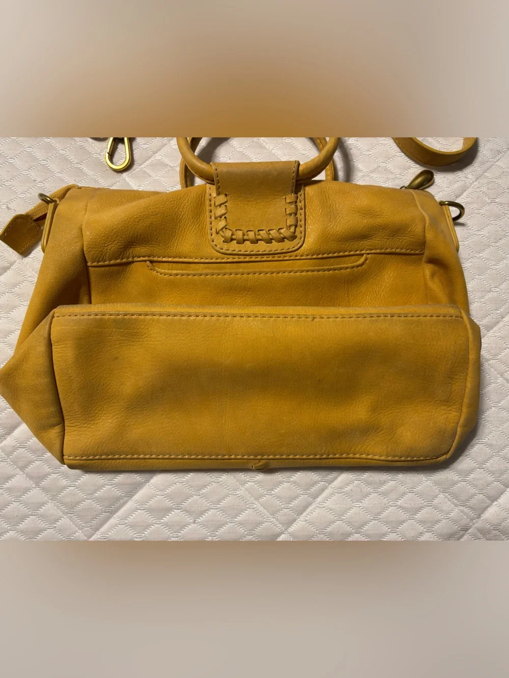HOBO Medium Sheila Mustard Yellow Leather Bag with Top Handles